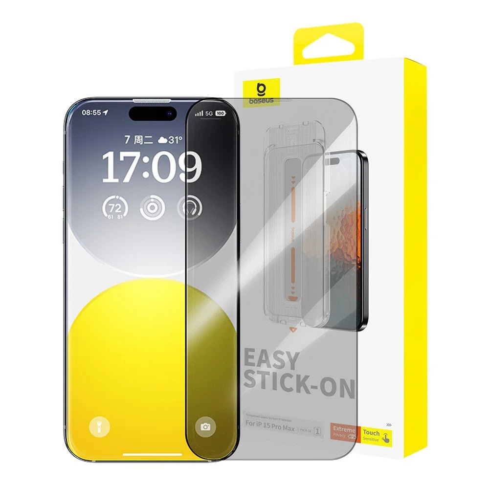 Baseus Sapphire Series Privacy Protection Tempered Glass Screen Protector for iPhone 15 Pro - Brand New - ReDial Baseus Sapphire Series Privacy Protection Tempered Glass Screen Protector for iPhone 15 Pro - Brand New - ReDial